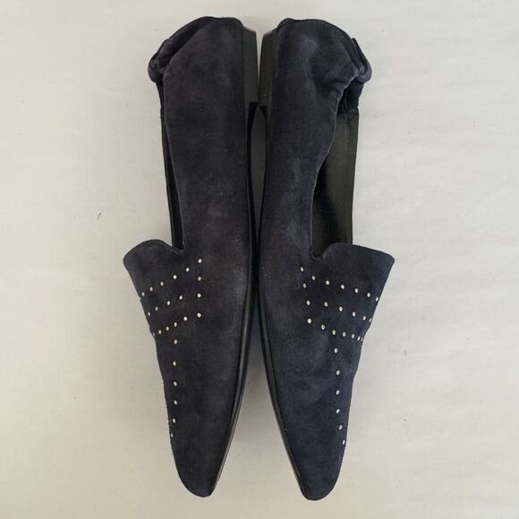 AGL Attilio Giusti Leombruni Navy Blue Suede Moc Loafers Women EU 41 US 10 Stud - Picture 4 of 13